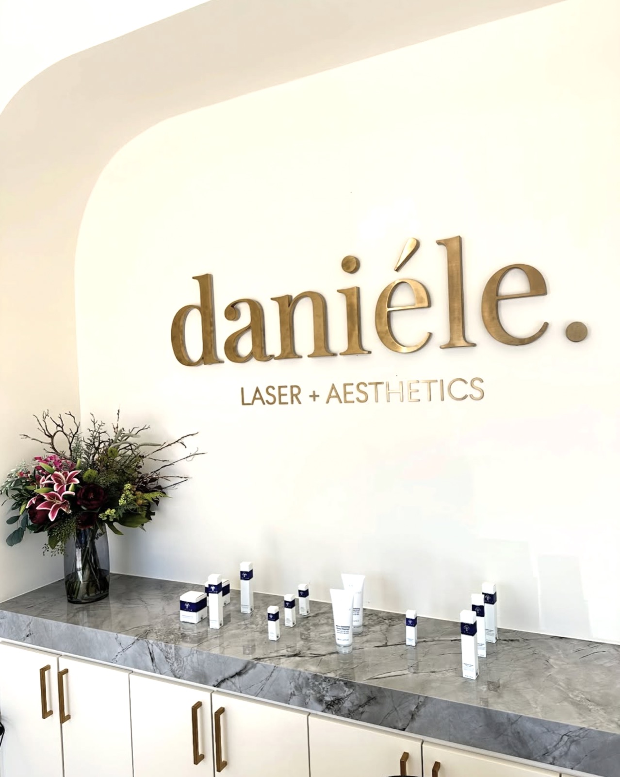 Reception area at a Daniéle Laser + Aesthetics studio in Texas
